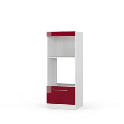 Abbildung von Vicco Mikrowellenumbauschrank Fame Line, Bordeaux Hochglanz/Weiß, 60 cm offen