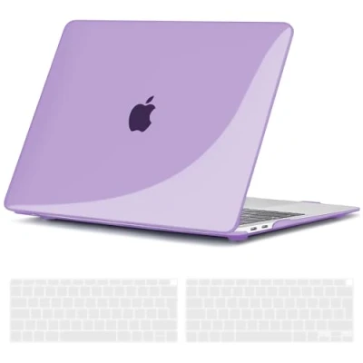 Abbildung von TECOOL Hülle für MacBook Air 13 Zoll Retina 2020 2019 2018 (M1 A2337/A2179/A1932), Ultradünne Schutzhülle Hartschale Case u. EU QWERTZ Tastaturschutz, Kristallviolett