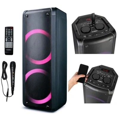 Abbildung von Reflexion PS09BT mit rotierenden Lichteffekten Stereo Party Lautsprecher (Bluetooth, 500 W, Bluetooth, Radio, USB, AUX IN, Micro SD Kartenslot)