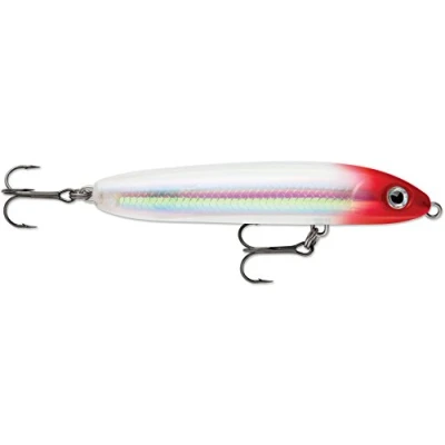 Abbildung von Rapala Skitter V Angelköder Angelzubehör mit durchsichtigem Körper Süßwasser Spinnköder Lauftiefe Topwater Fischköder 10cm, 14g Hergestellt in Estland Red Ghost