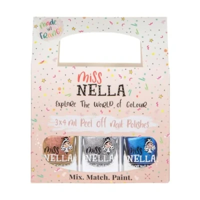 Abbildung von Miss Nella To The Moon And Back Nagellack 3er Set: gold, siber &amp; blau abziehbarer für Kinder, Peel Off, wasserbasiert geruchsneutral