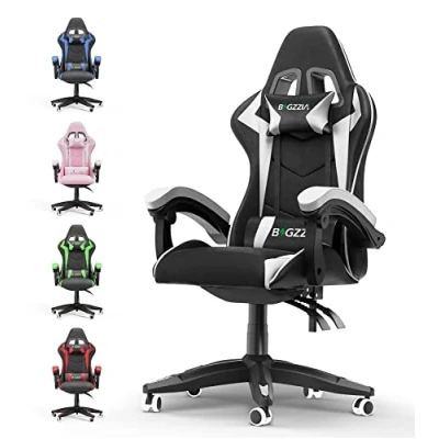 Abbildung von bigzzia Gaming Stuhl Ergonomisch Gamer Stühle mit Lendenkissen + Kopfstütze Chair Höhenverstellbar Computerstuhl für Erwachsene Mädchen Junge, Schwarz