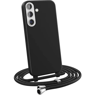 Abbildung von MyGadget Handykette für Samsung Galaxy S24 [ Hülle mit verstellbaren Band ] TPU Handyhülle Handyband zum Umhängen Kordel Schnur Case Schutzhülle Schwarz