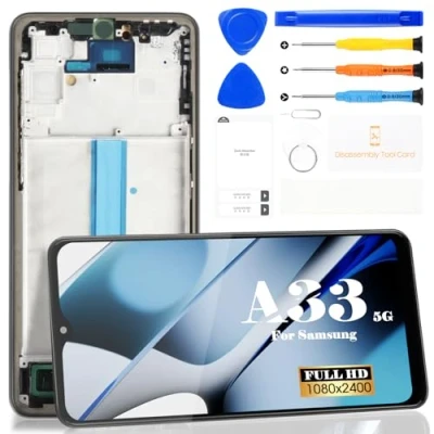 Abbildung von OLED Ersatz LCD Display für Samsung Galaxy A33 5G, SM A336B, A336ETouch Digitizer, Montage Reparatur Sets mit Rahmen (schwarz)