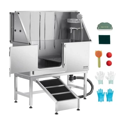 Abbildung von VEVOR Hundepflegewanne mit Rampe Wasserfilterplatte linke Tür 1270x580x1495mm