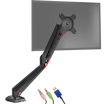 Abbildung von Duronic DMUSB5X1 Monitorhalterung mit USB Hub Monitorständer für 1 Monitor bis 27 Zoll Gasdruckfeder Monitorarm VESA 75/100 8kg Höhenverstellbar Neigbar 90 +85 Drebar 360
