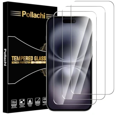 Abbildung von Pollachi [3 Stück Schutzfolie für iPhone 16 Plus/15 Plus Panzerglas Glasfolie,9H Härte,Anti Kratzen,Anti Fingerabdruck,Anti Bläschen,Ultra Klar,Displayschutzfolien Panzer Schutz Glas