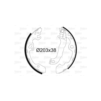 Abbildung von VALEO 562648 Bremsbacken Hinterachse 203 38 ohne Radbremszylinder FORD: Focus Mk1 Schrägheck, Kombi, Kasten / Kombi