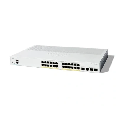 Abbildung von Cisco Catalyst 1300 24P 4X Managed Switch, 24 Port GE, PoE, 4 x 10 GE SFP+, eingeschränkter Lebenszeitschutz (C1300 4X)