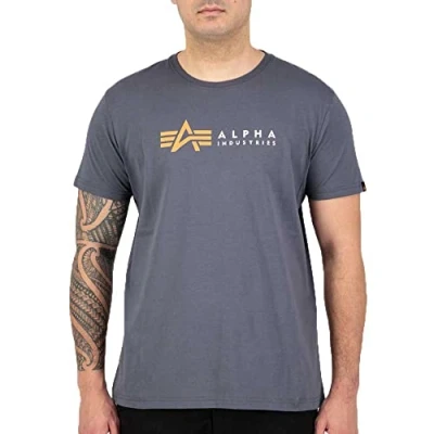 Abbildung von Alpha Industries Label Tshirt print, Herren, Größe: 3XL, Grey black