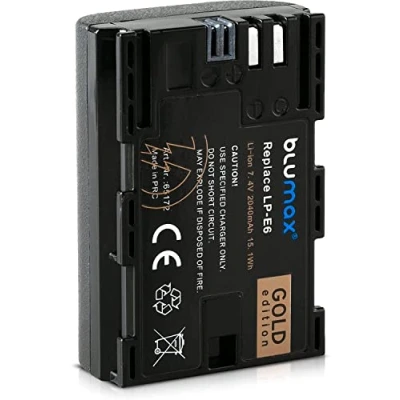 Abbildung von Blumax Gold Edition Akku für Canon LP E6 mit 2040mAh &amp; Sanyo Zellen kompatibel EOS 5D 7d 60d 60Da 6d 70d Mark II III Batterie