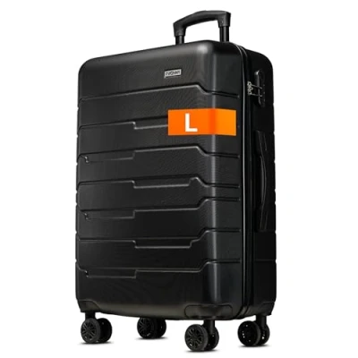 Abbildung von NOWI 2.0 Koffer 61L mittelgroßer Hartschalen Reisekoffer mit Rollen Leichter Trolley, Zahlenschloss, 4 Doppelrollen, stabil &amp; elegant (Midnight Black, L)