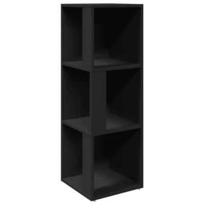 Abbildung von vidaXL Eckregal mit 3 Fächern Standregal Bücherregal Wandregal Regal Eckschrank Deko Wohnzimmer Schlafzimmer Büro Schwarz 33x33x100cm Holzwerkstoff