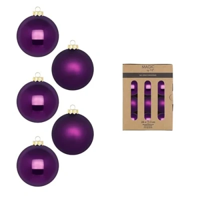 Abbildung von MAGIC by Inge Weihnachtsbaumkugel, Weihnachtskugeln Glas 3cm 24 Stück Purple Symphony