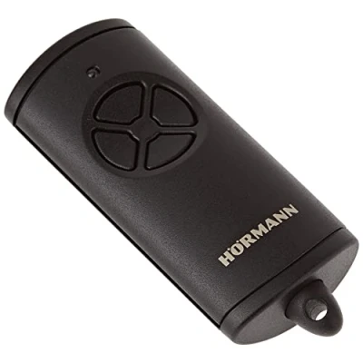 Abbildung von Hörmann Handsender HSE4 BS mit 4 Tastenfunktionen, Öse für Schlüsselanhänger, BiSecur Funktechnologie, (für Garagentor, Einfahrtstor, Haustür usw,), schwarz 4511736, 1er Pack