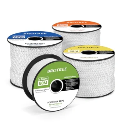 Abbildung von Brotree Polyesterseil 4mm x 30m Weiß 100% Polyester Seil Schnur Kordel auf Spule 200KG Bruchlast