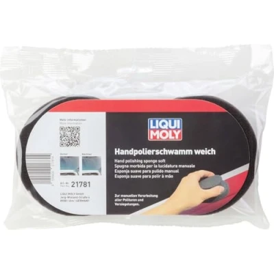 Abbildung von LIQUI MOLY Lackpflege Handpolierschwamm weich, Art. Nr. 21781 I 2 Polierpads zur leichten manuellen Verarbeitung von Polituren &amp; Versiegelungen Polierschwamm aus feinporigem Schaumstoff 10 cm
