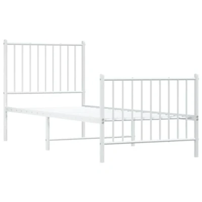 Abbildung von vidaXL Bettgestell Bettrahmen mit Kopf und Fußteil Metall Weiß 80x200 cm Bett Bettgestel