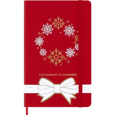 Abbildung von Moleskine Festliche Notizbücher, Liniert Notizbuch Fester Einband und Elastischer Verschluss, Weihnachtsgeschenkidee, Farbe Rot, Format Groß 13 x 21 cm