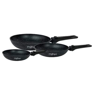 Abbildung von Cheffinger Pfannen Set 3 tlg abnehmbare Griffe Induktion Bratpfanne Pfanne antihaft, (3 tlg)