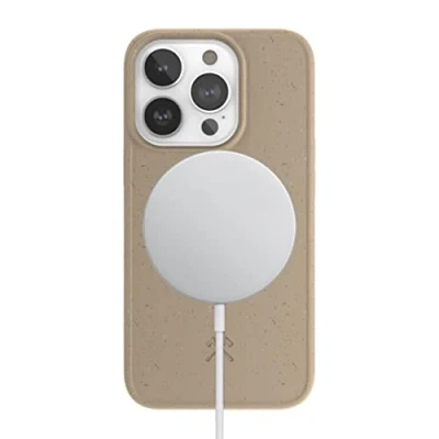 Abbildung von Woodcessories Magnetische Handyhülle iPhone 14 Pro kompatibel mit MagSafe, Hülle Magnet, beige Plastikfrei, nachhaltig