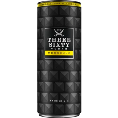 Abbildung von THREE SIXTY Vodka &amp; Maracuja , PREMIX 1 x 330ml Vorgemixter Longdrink in der Dose &quot;to go&quot; Geschmack: 10% vol.