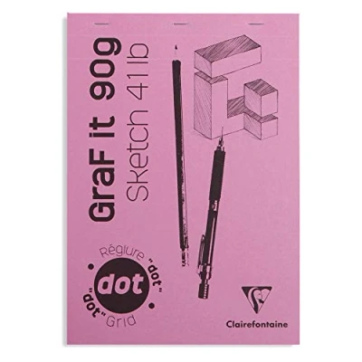 Abbildung von Clairefontaine 96692C Skizzenblock Graf it, DIN A4, 21x29,7 cm, 80 Blatt, 90g, DOT Lineatur, geheftet, ideal für Trockentechiken, 1 Stück, Rosa