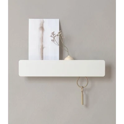 Abbildung von Kazai. Schlüsselbrett &#039;Kian&#039; Minimalistisches Schlüsselhaken Design aus Berlin Moderner Schlüsselhalter mit Ablage Metall Schlüsselregal als Flur Möbel für die Wand Weiß