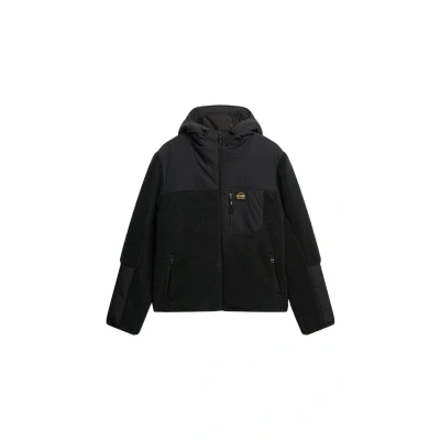 Abbildung von Superdry Herren Expedition Hybrid Hoodie mit Teddyfell Schwarz XXXL