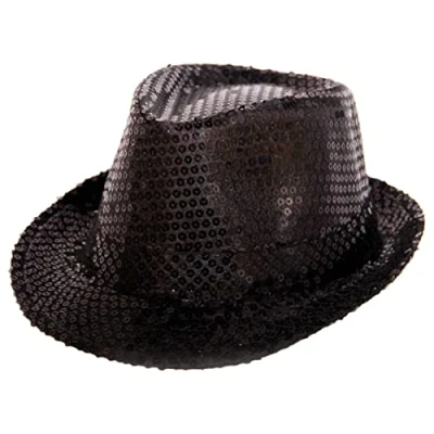 Abbildung von Partyhut Trilby Hut Pailletten Schwarz
