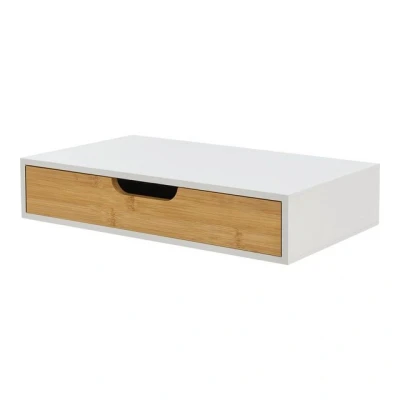 Abbildung von en.casa Wandregal, »Bokn« mit Schublade 40 x 24 8 cm Bambus Weiß
