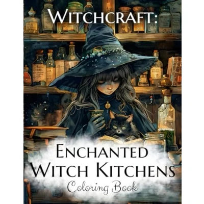 Abbildung von Witchcraft: Enchanted Witch Kitchens Coloring Book: Visiting the Witches: Fantastic Kitchen Interiors in Witches&#039; Homes, Witch&#039;s Life, Magical Cats, ... Relief and Relaxation. Adult Book