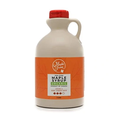 Abbildung von BIO ahornsirup Grad A (Dark, Robust taste) 1 Liter (1,320 Kg) GLUTEN FREE VEGAN Organic Maple Syrup Kanada pancake sirup ahorn reiner