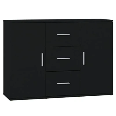 Abbildung von vidaXL Sideboard Schrank Anrichte Kommode Beistellschrank Mehrzweckschrank Standschrank Wohnzimmerschrank Schwarz 91x29,5x65cm Holzwerkstoff