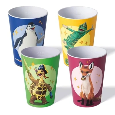 Abbildung von AWAVE® Becher 4tlg. Set mit Eichstrich, Stapelbar, Mehrweg, Spülmaschinengeeignet, rPET