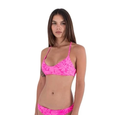 Abbildung von Hurley Damen Jungle Walk Adjustable Open Back Top Bikinioberteil, Pink Punch, XS