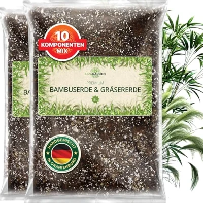 Abbildung von ORAGARDEN Bambuserde und Gräsererde für Zimmerpflanzen Garten 6L Erde Mischung Pflanzen, Palmen, Blumen, Grünpflanzen 10 Komponenten Grünpflanzenerde Bambus Gräser