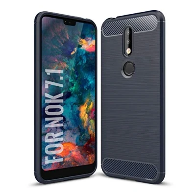 Abbildung von SCL Nokia 8.1 Hülle für Handyhülle, [Blau] Handyhülle Exquisite Serie Carbon Design Schutzhülle mit Anti Kratzer und Stoß Absorbtion Technologie
