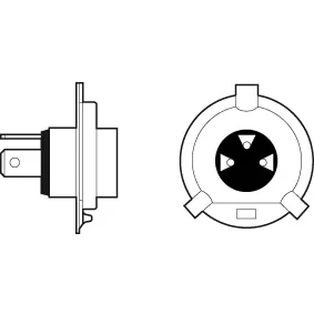 Abbildung von VALEO 032513 Glühlampe, Fernscheinwerfer H4 12V 60/55W Halogen VOLKSWAGEN: Polo V Schrägheck, Multivan 5 (7HM, Transporter Bus, AUDI: A3 Schrägheck