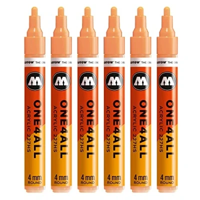 Abbildung von Molotow One4All 227HS Acryl Marker (4,0 mm Strichstärke, hochdeckend und permanent, UV beständig, für fast alle Untergründe) 6 Stück Farbe 117 pfirsich pastell