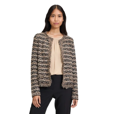 Abbildung von Betty Barclay MIT Fransen Strickjacke, Damen, Größe: 40, Black beige