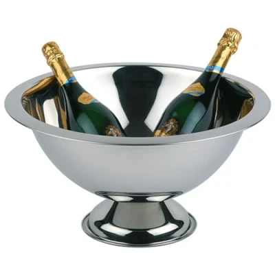 Abbildung von APS 36046 Champagnerkühler, Flaschenkühler, Edelstahl, hochglanzpoliert, Rand matt poliert, Ø 45 bzw. 21 cm, Höhe 23 Fassungsvermögen 12 Liter