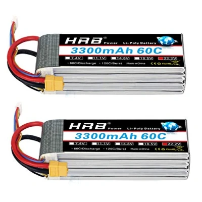 Abbildung von HRB Lipo Akku 22,2 V 3300 mAh 60C 6S der Klasse A+ mit XT60 Stecker für RC Auto Flugzeug Boot LKW (2 Stück)