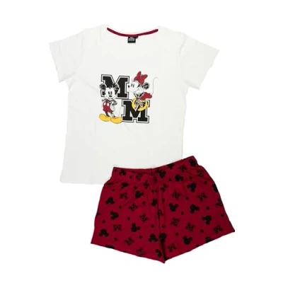 Abbildung von Disney Minnie Mouse SET Kurzarm Pyjama, Damen, Größe: Medium, Weiß rot
