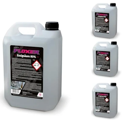 Abbildung von Essigsäure 80% 4x5l Premium Qualität Essigessenz Lebensmittelqualität Kanister Ideal als Reiniger und Entkalker für Haus Terrase 80 prozent (20L)