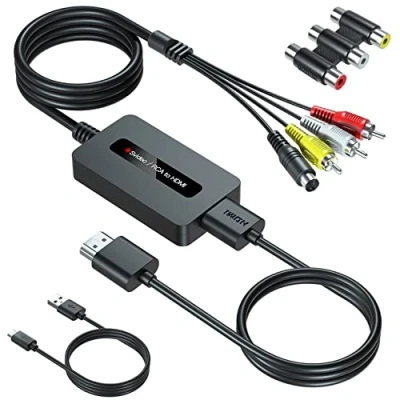 Abbildung von SUNNATCH RCA Svideo auf HDMI Konverter Kabel mit + Kabel, S Video Adapter, Composite CVBS AV Konverter, zu Adapter