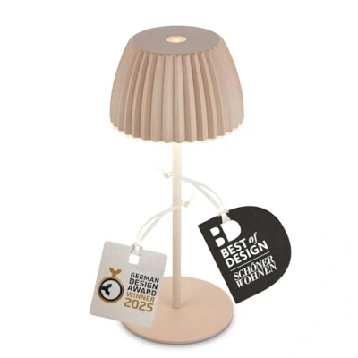 Abbildung von Briloner Leuchten LED Tischleuchte Riffle Tischlampe kabellos Akku USB C dimmbar Design Award, fest integriert, 2700K Extra Warmweiß, tauschbar, Indoor/Outdoor, Balkon, Wohnzimmer, Esszimmer