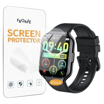Abbildung von Frgnie Schutzfolie Kompatibel für Jugeman P99 Smartwatch 1,96 Zoll (6 Stück) Flexibel TPU P98 Smartwatch, Hülle Blasenfreie Displayschutzfolie