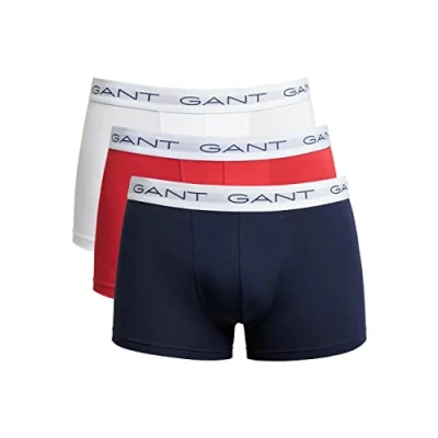 Abbildung von GANT Solid Trunk 3 PACK Panties, Herren, Größe: Small, White/dark blue/red