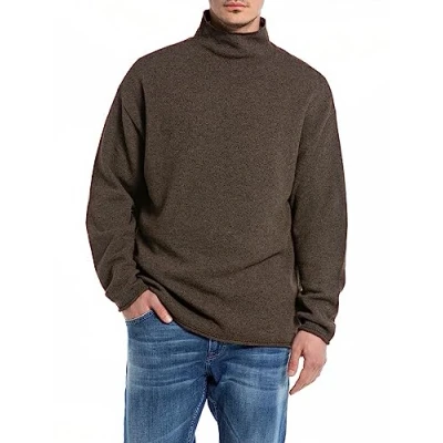 Abbildung von Replay Masche Strickpullover, Herren, Größe: Large, Nut melange